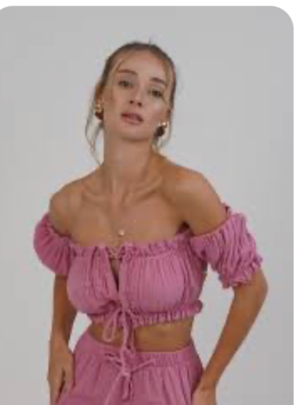 Womella Womens Light Pink Off The Shoulder Crop Top Small
